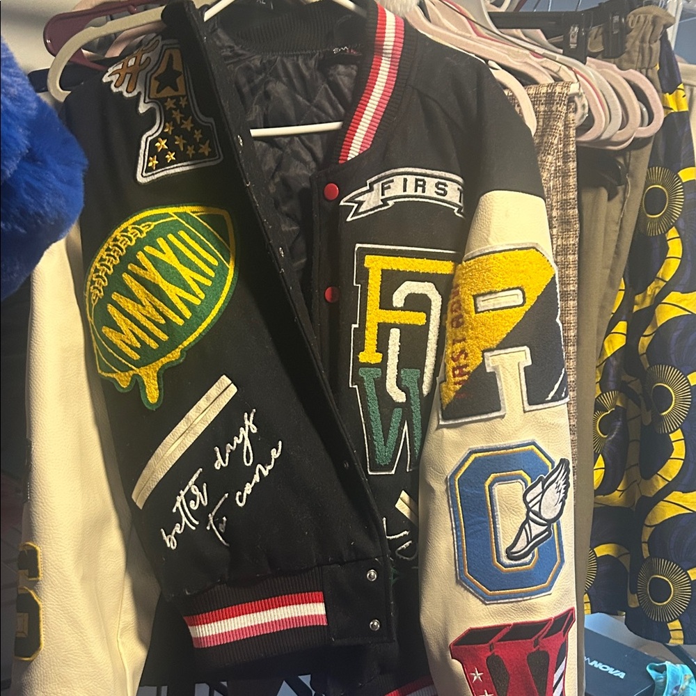 Vibrant Patchwork Letterman Jacket - image 1